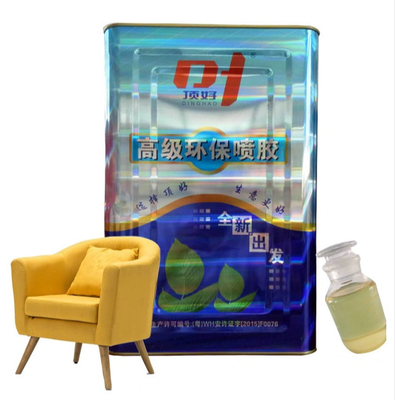 Spray adesivo ad acqua liquido giallo chiaro per mobili da divano e materasso